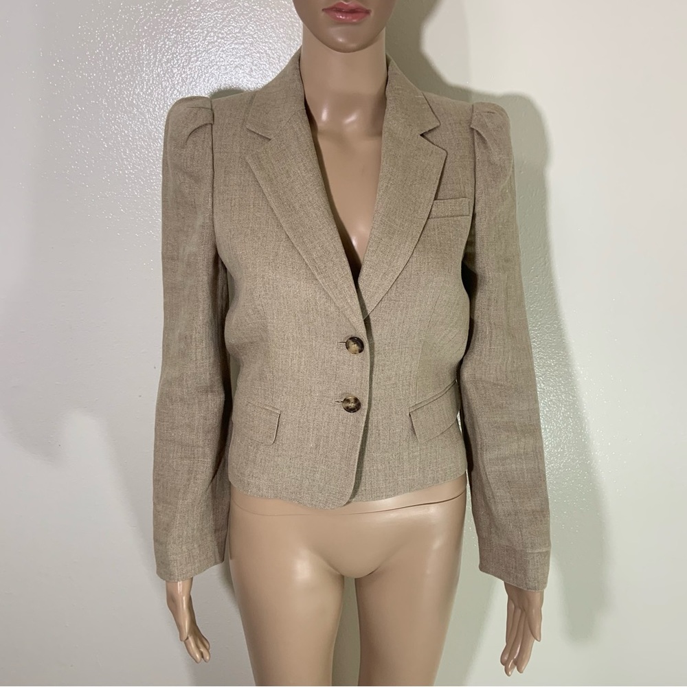 Michael Kors Collection Tan Linen Blend Tailored Blazer